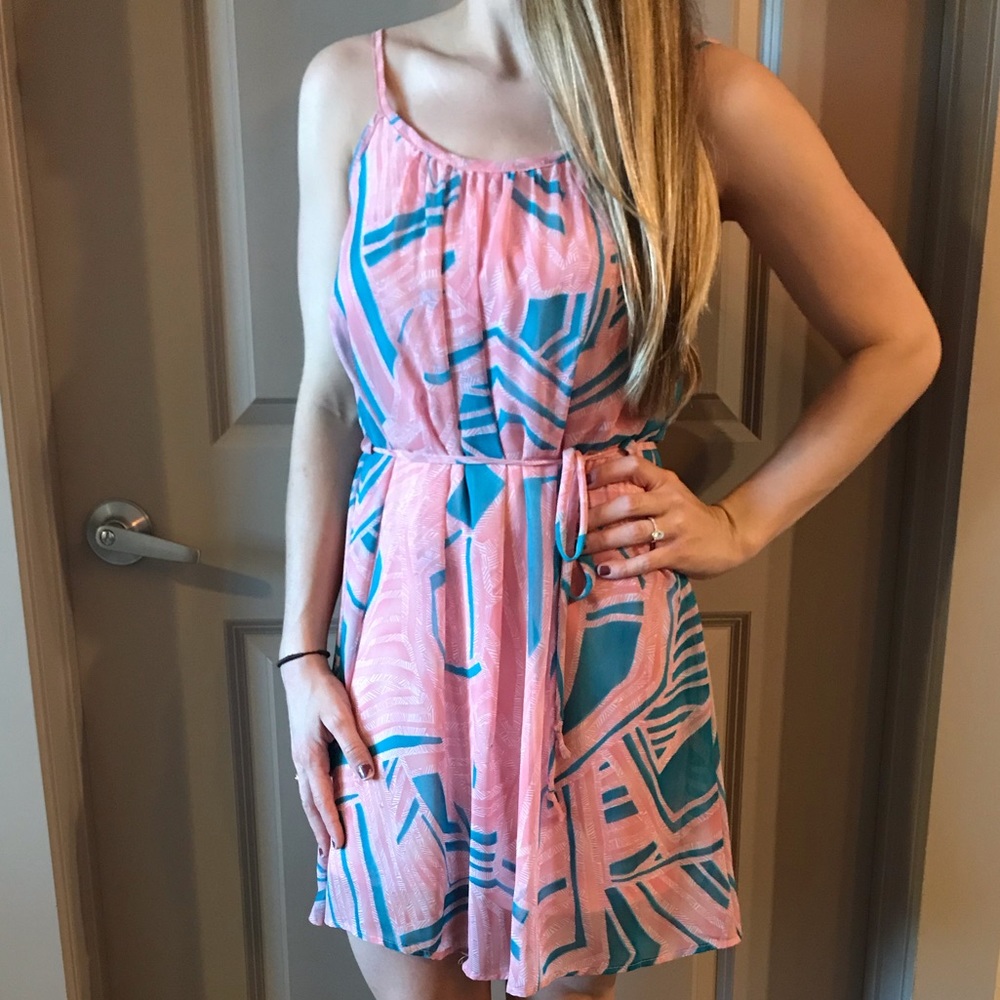 Pink and blue dress
